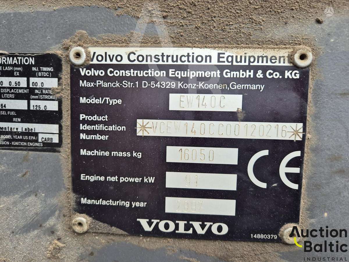 Volvo EW 140 C, ekskavatoriai