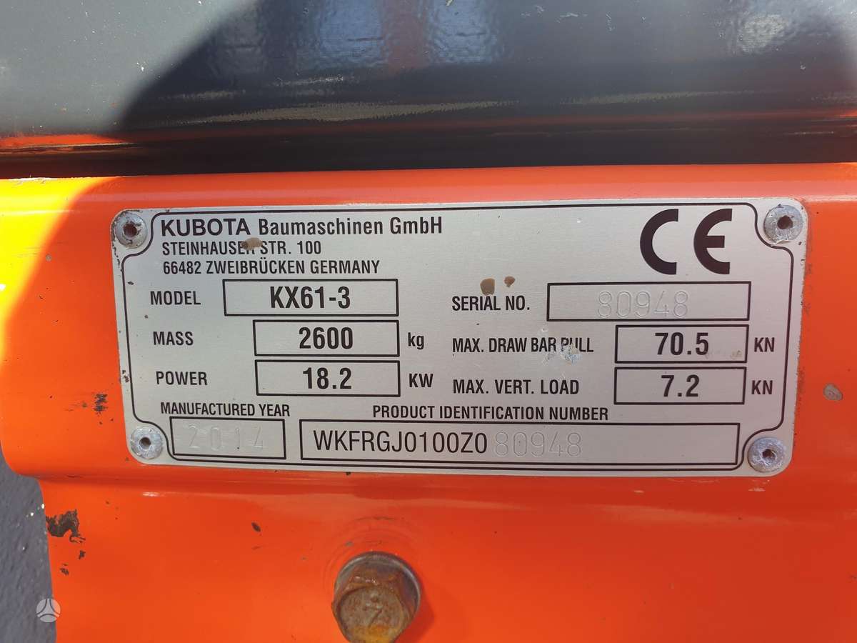 Kubota Kx 61-3, mini ekskavatoriai