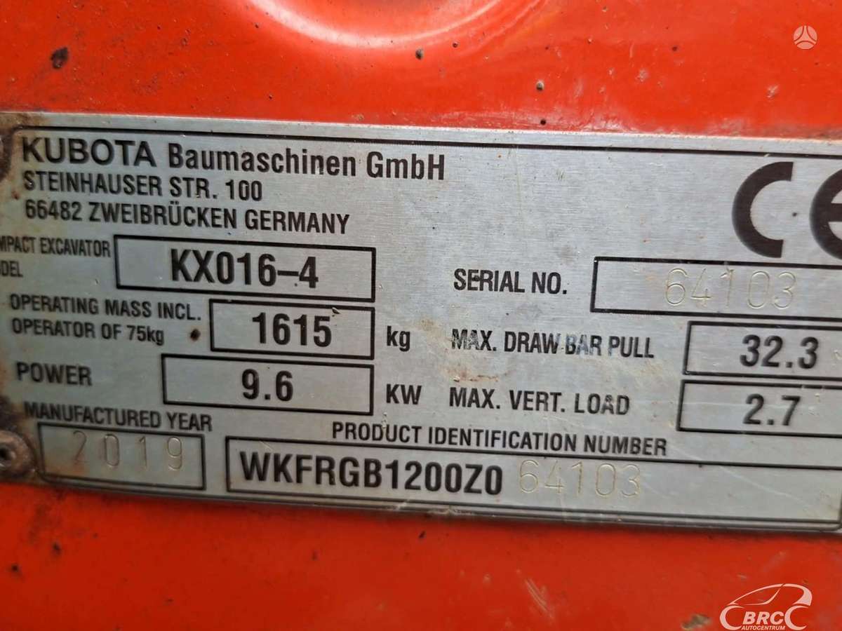 Kubota KX16-4, mini ekskavatoriai