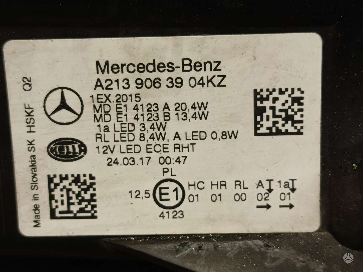 Mercedes-Benz E klasė, A2139063904KZ, lights