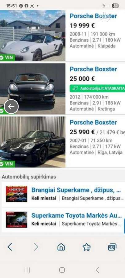 Porsche Boxster, 2.7 l., Кабриолет