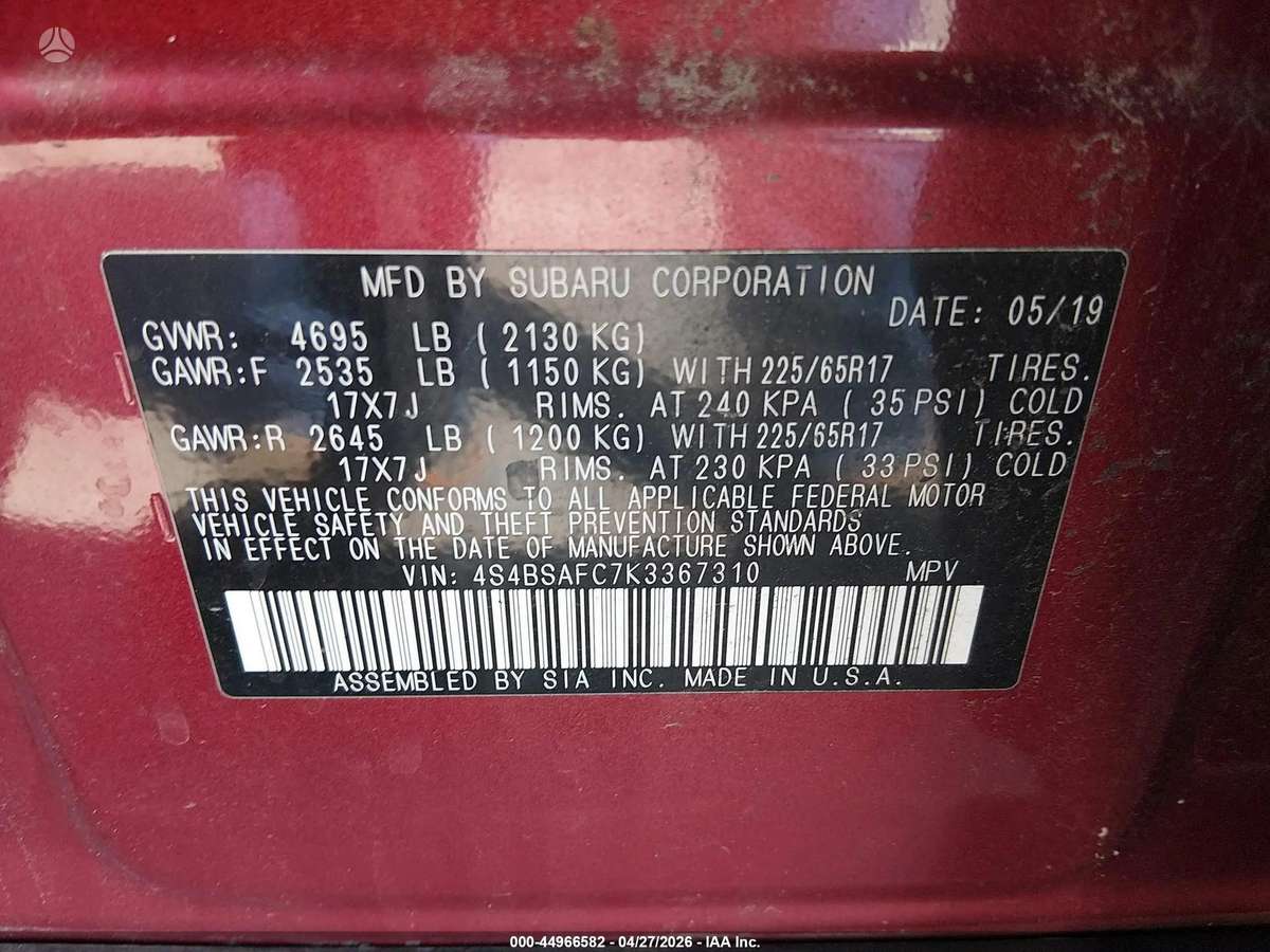 Subaru Outback, 2.5 l., wagon