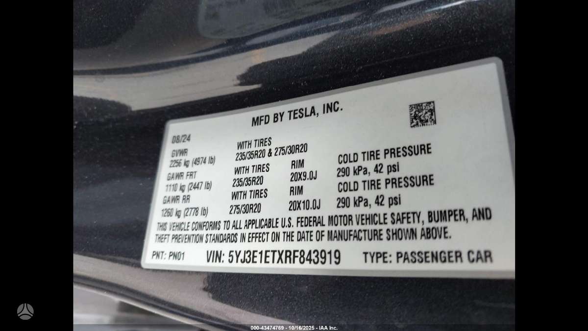 Tesla Model 3, 72 kWh, hečbekas