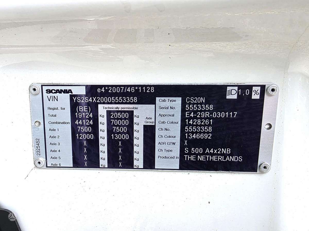 Scania S500 Euro6 +Hydraulic, single sleeper