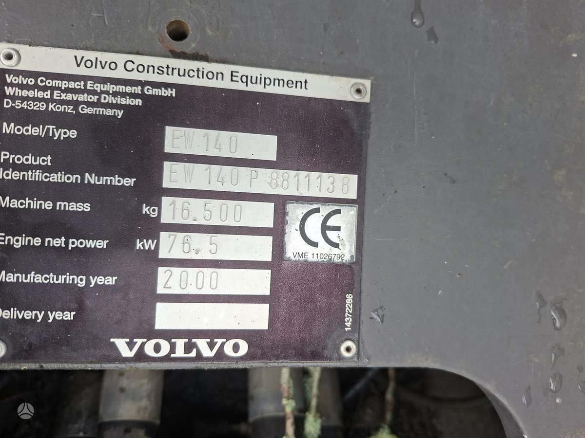 Volvo EW140, ekskavatoriai