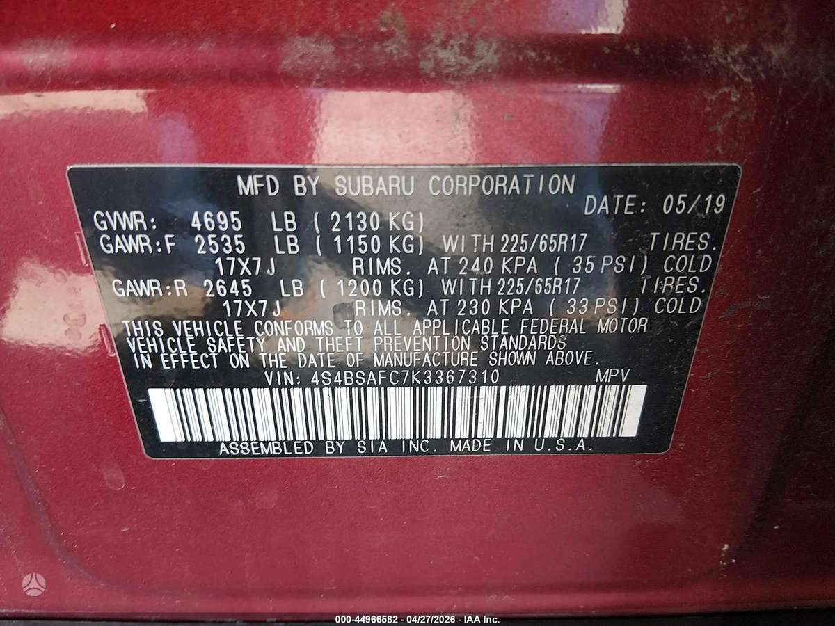 Subaru Outback, 2.5 l., wagon