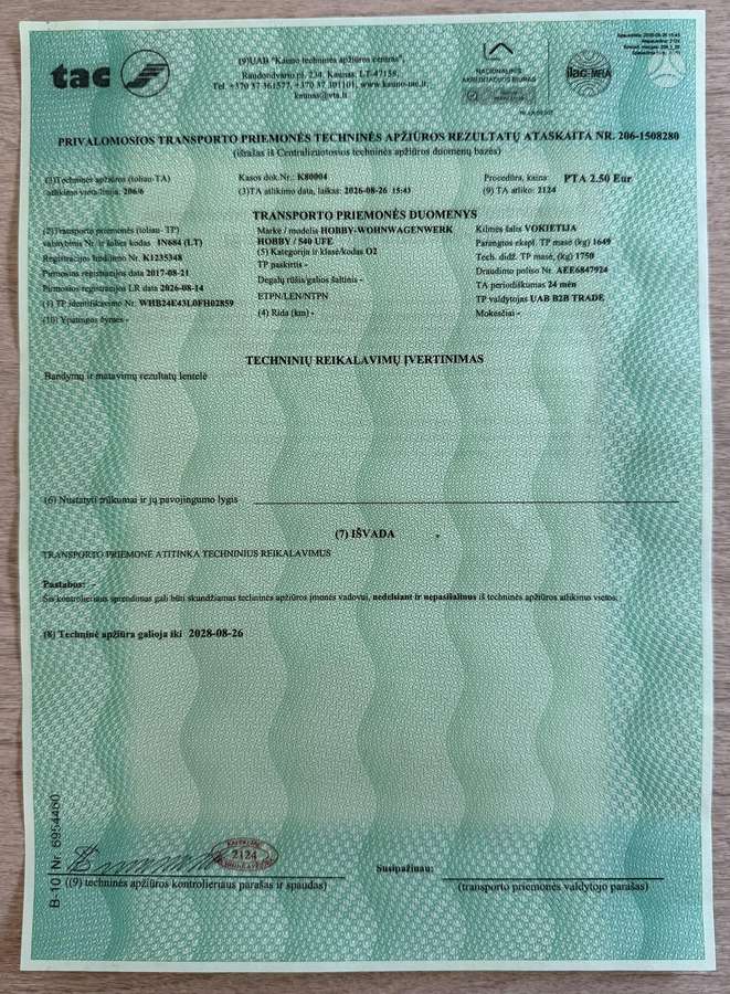 Hobby 540 UFE Excellent, кемперы