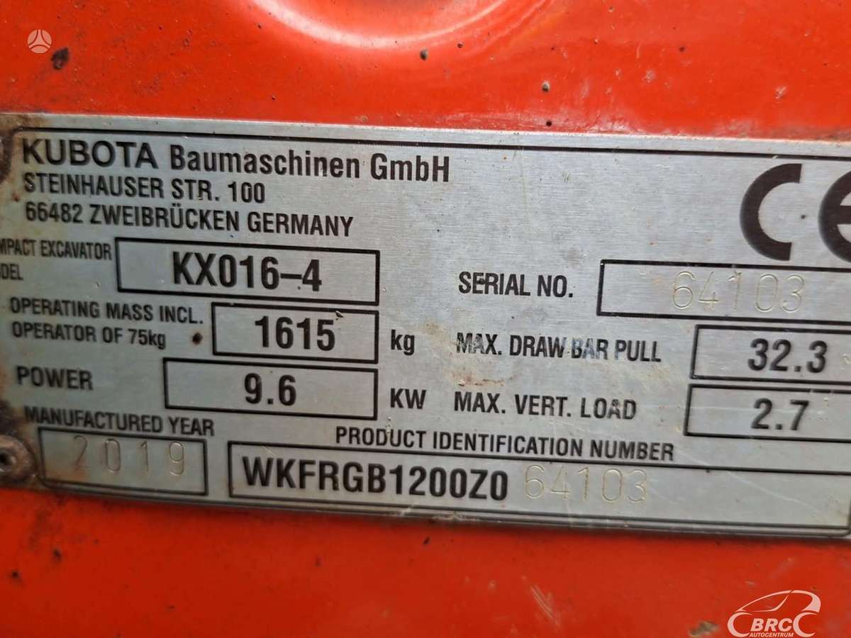 Kubota KX16-4, mini ekskavatoriai