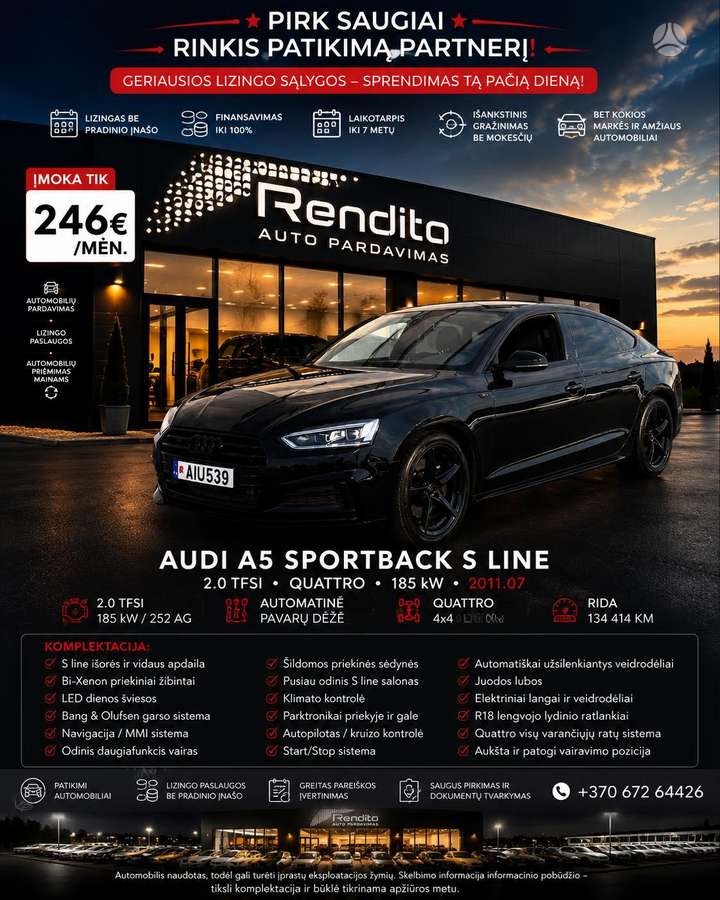 Audi A5 Sportback, 2.0 l., hatchback