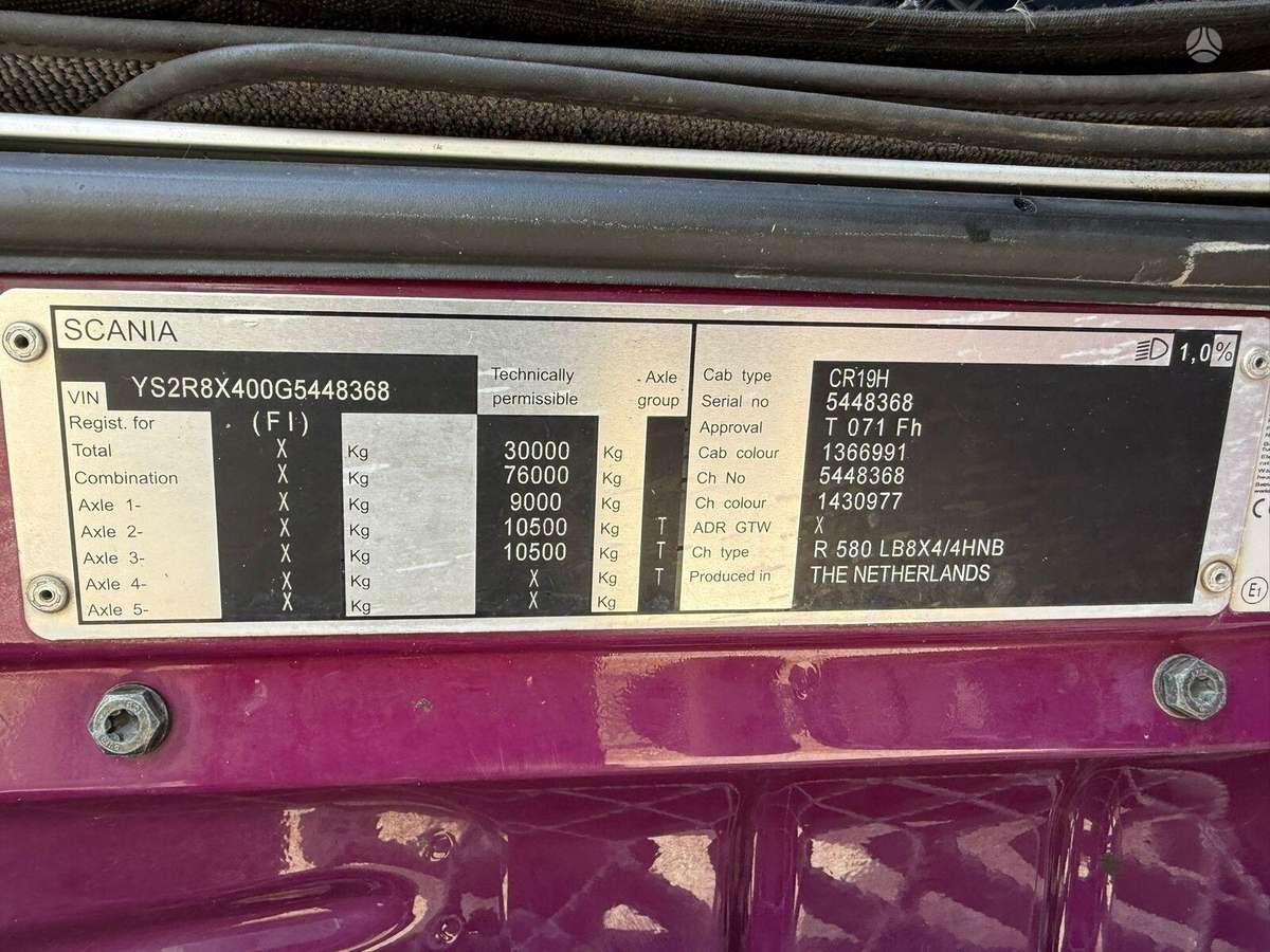 Scania R580 8X4, cab-chassis trucks