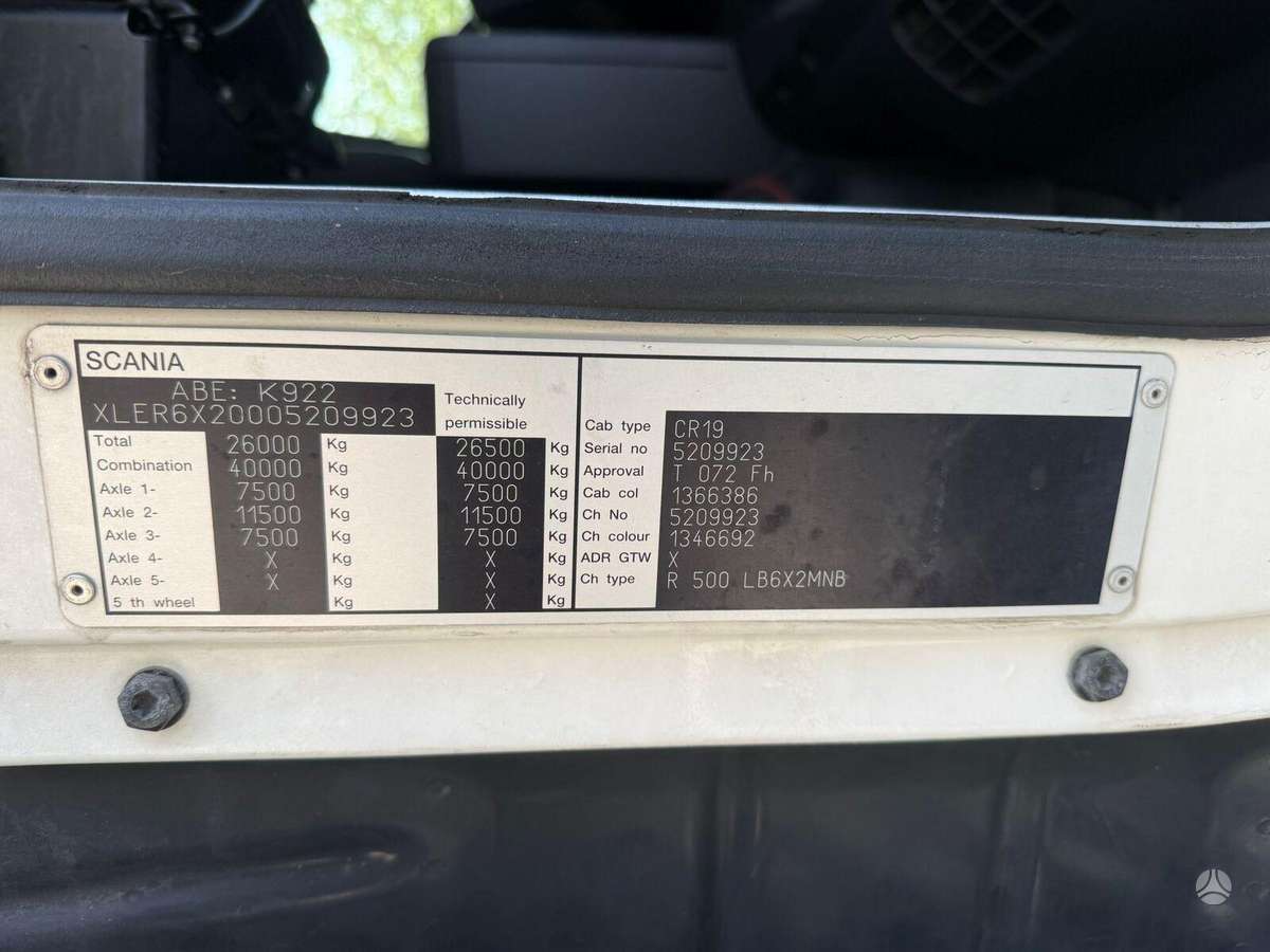 Scania R500 V8 PDE Retarder, шасси