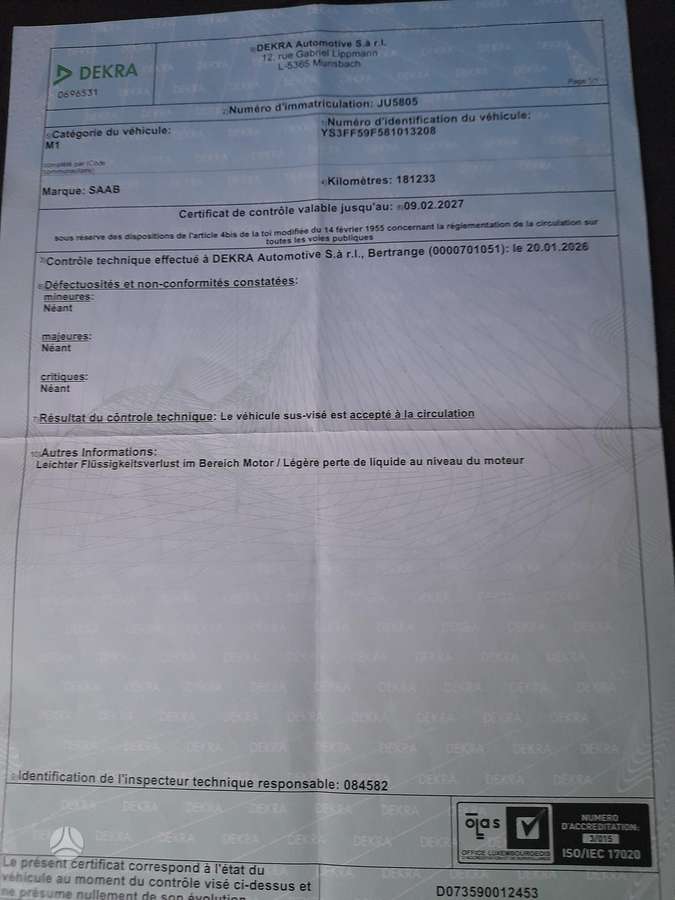 Saab 9-3, 2.0 l., universalas