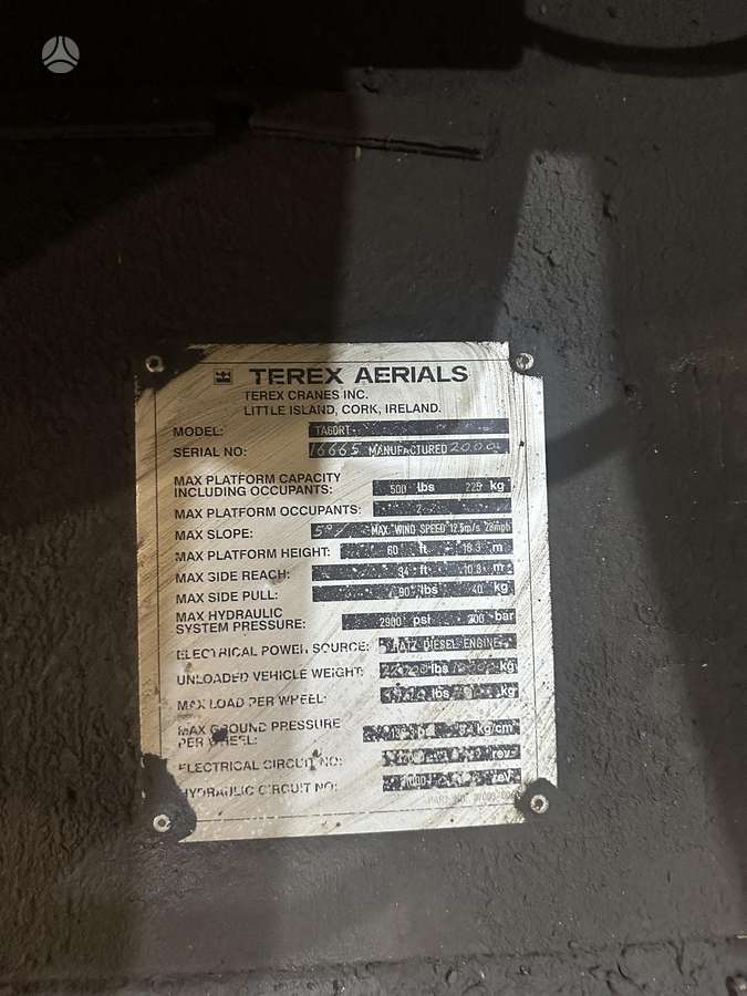 Terex 60 RT, alkūniniai keltuvai