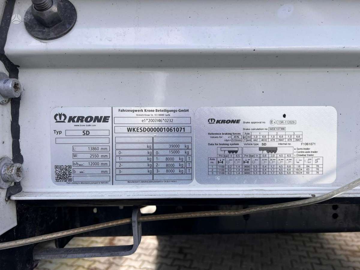 Krone SDP Lifting axle, užuolaidinės / tentinės