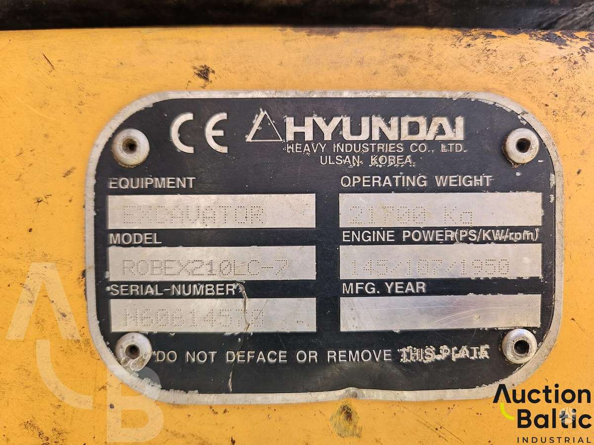 Hyundai Robex 210 LC-7, ekskavatoriai