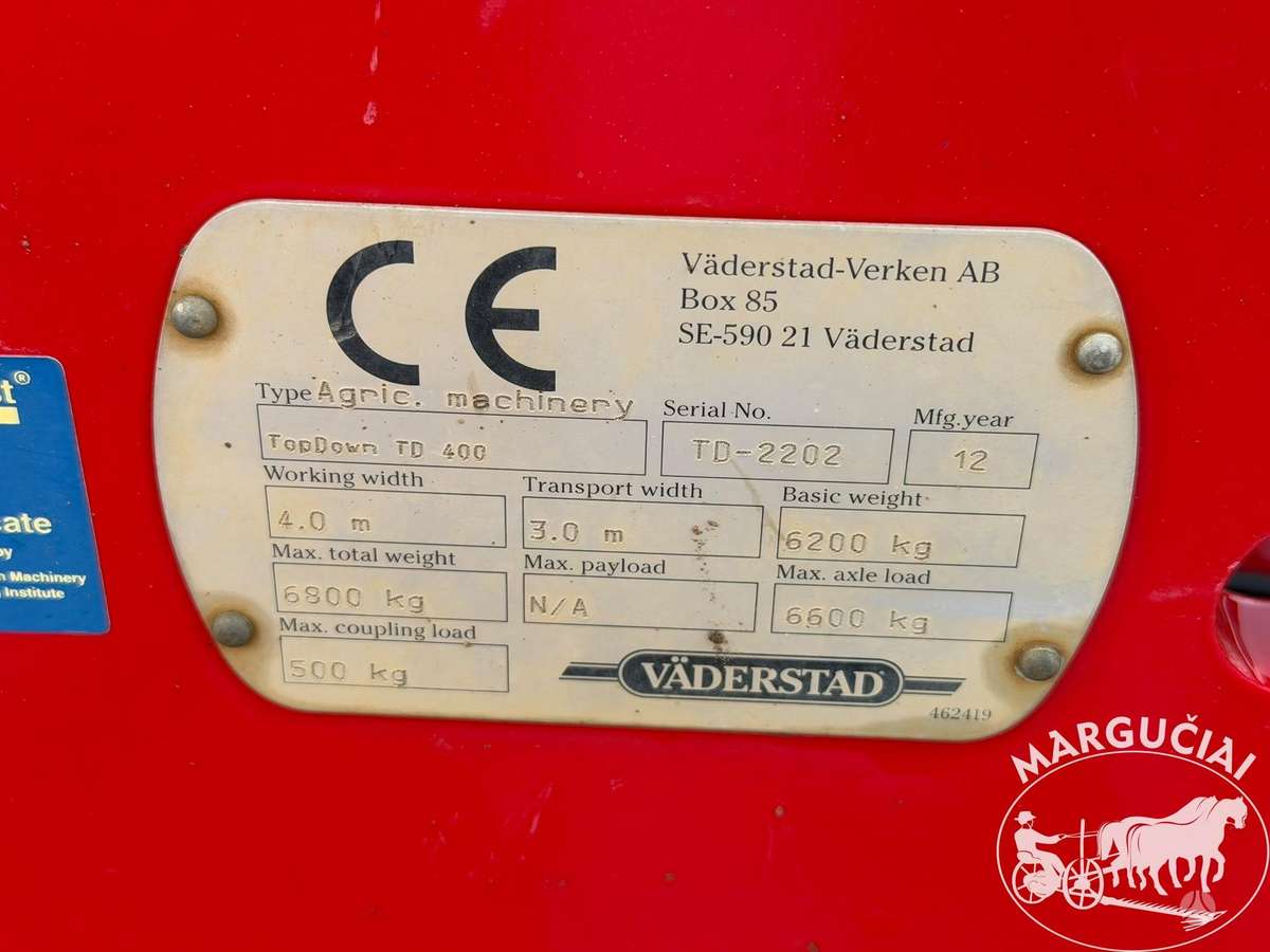 Vaderstad TopDown 400, 4 m, scrapers, scrubbers