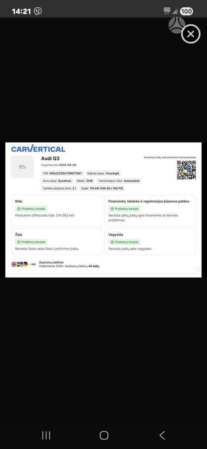 Audi Q3, 2.0 l., off-road / crossover