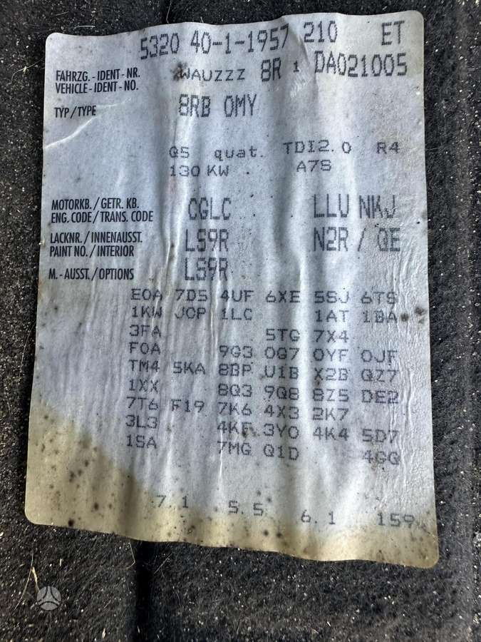 Audi Q5 dalimis. Detaliu pristatymas