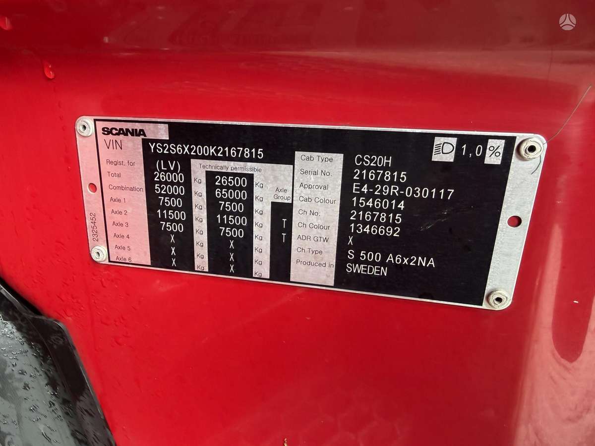 Scania S500 6x2 Hydraulic, double sleeper