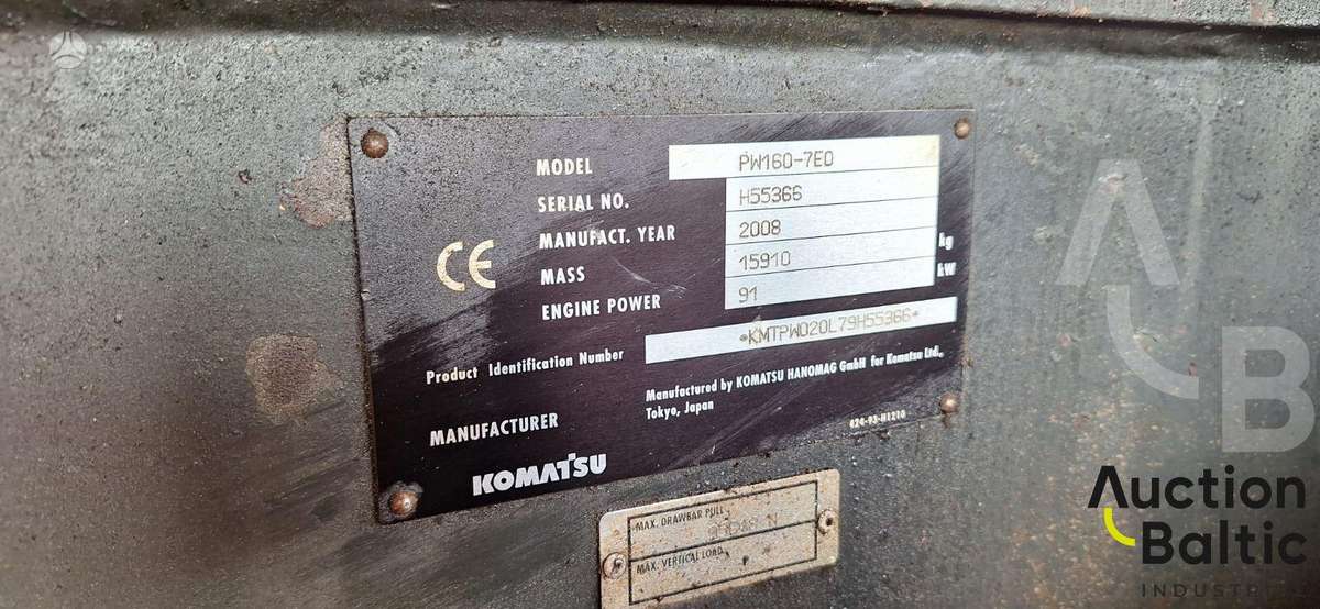 Komatsu PW160-7E0, excavator