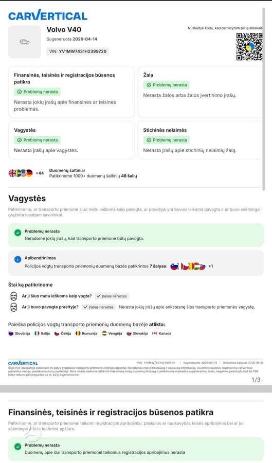 Volvo V40, 1.6 l., Хэтчбек