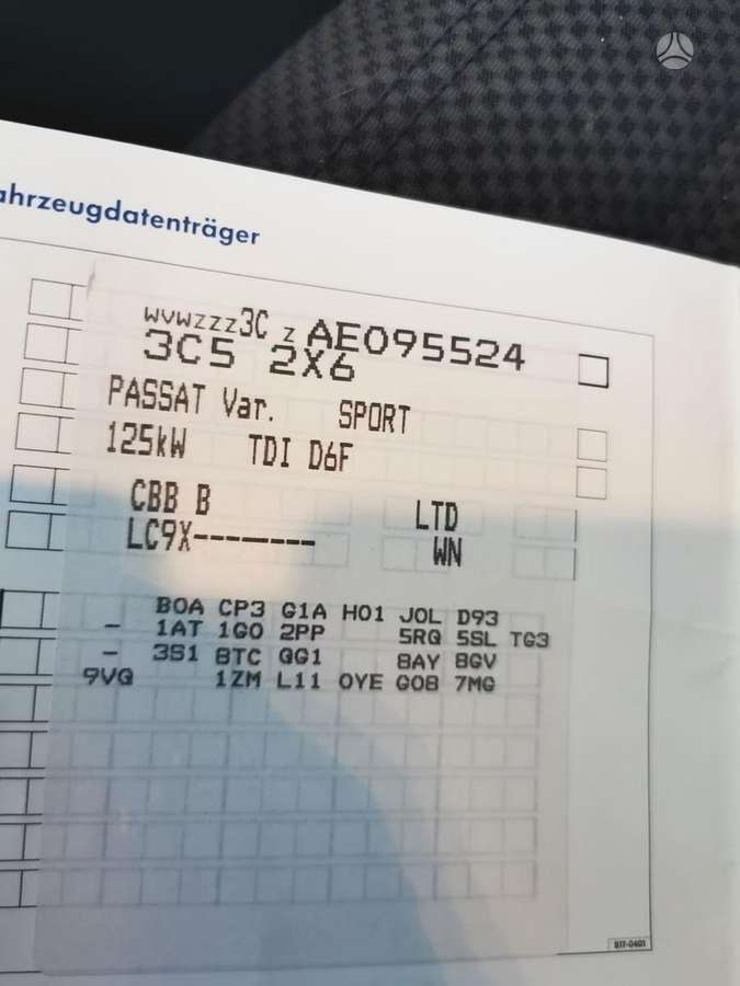 Volkswagen Passat, CBBB LTD LC9x, dalimis