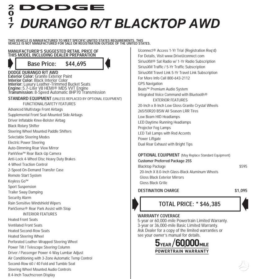 Dodge Durango, 5.7 l., off-road / crossover