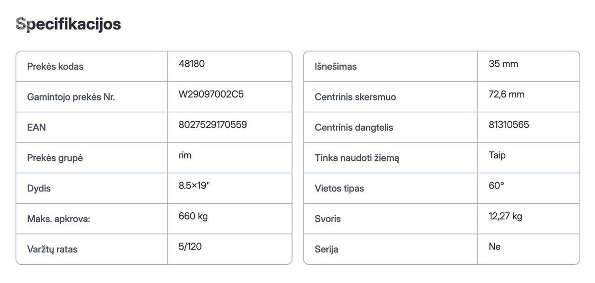 Sparco Record, lengvojo lydinio, R19