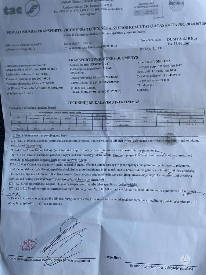 Peugeot 307, 1.6 l., Универсал