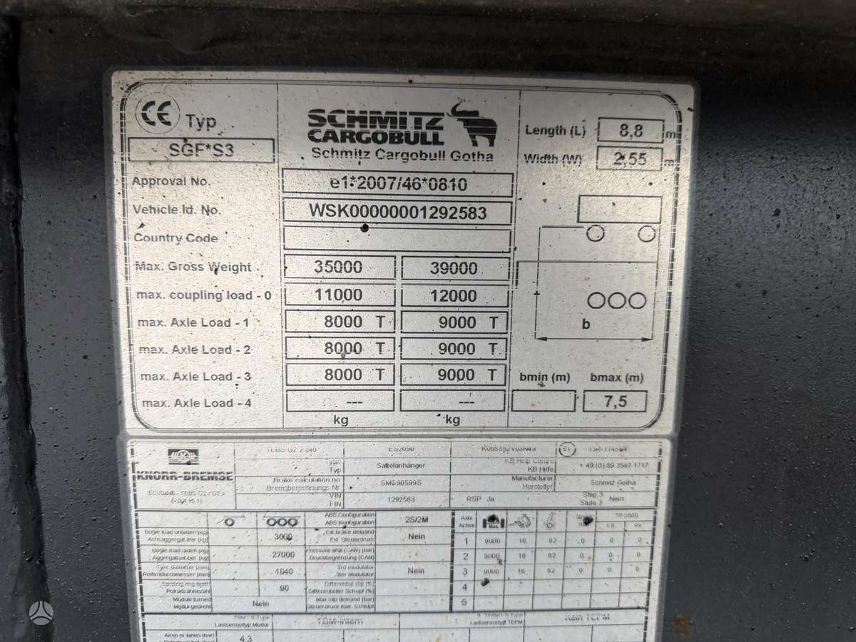 Schmitz SKI24 ASFALD, savivartės