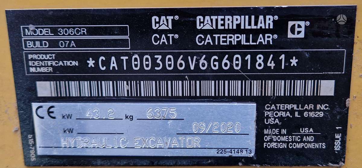 Caterpillar 306, mini ekskavatoriai