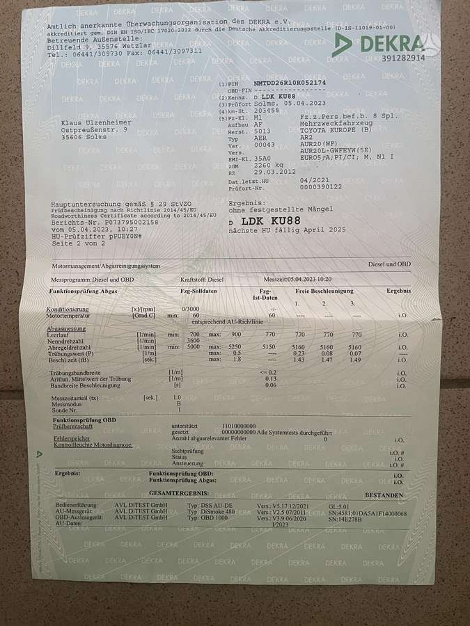 Toyota Verso, 2.0 l., Минивэн