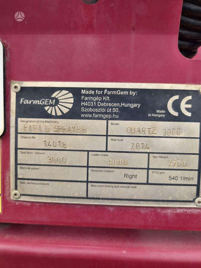 FarmGEM Quartz 3000, sprayers