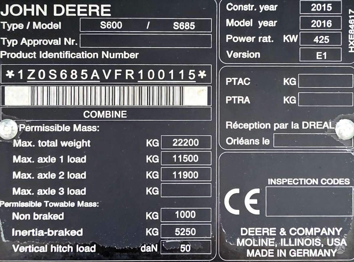 John Deere S685i, комбайны