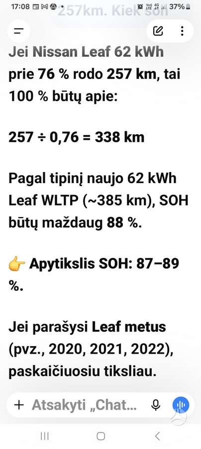 Nissan Leaf, 62 kWh, hatchback