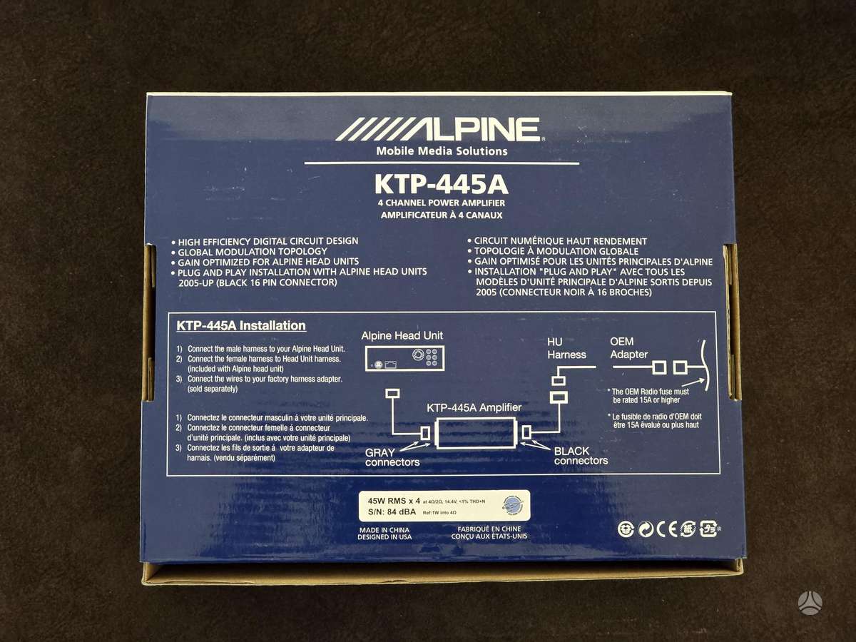 Alpine KTP-445A, garso stiprintuvai