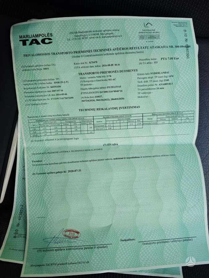 Volvo V70, 2.4 l., universalas