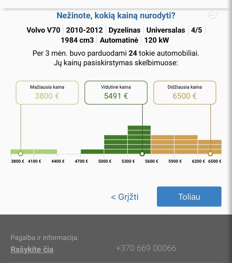 Volvo V70, 2.0 l., universalas