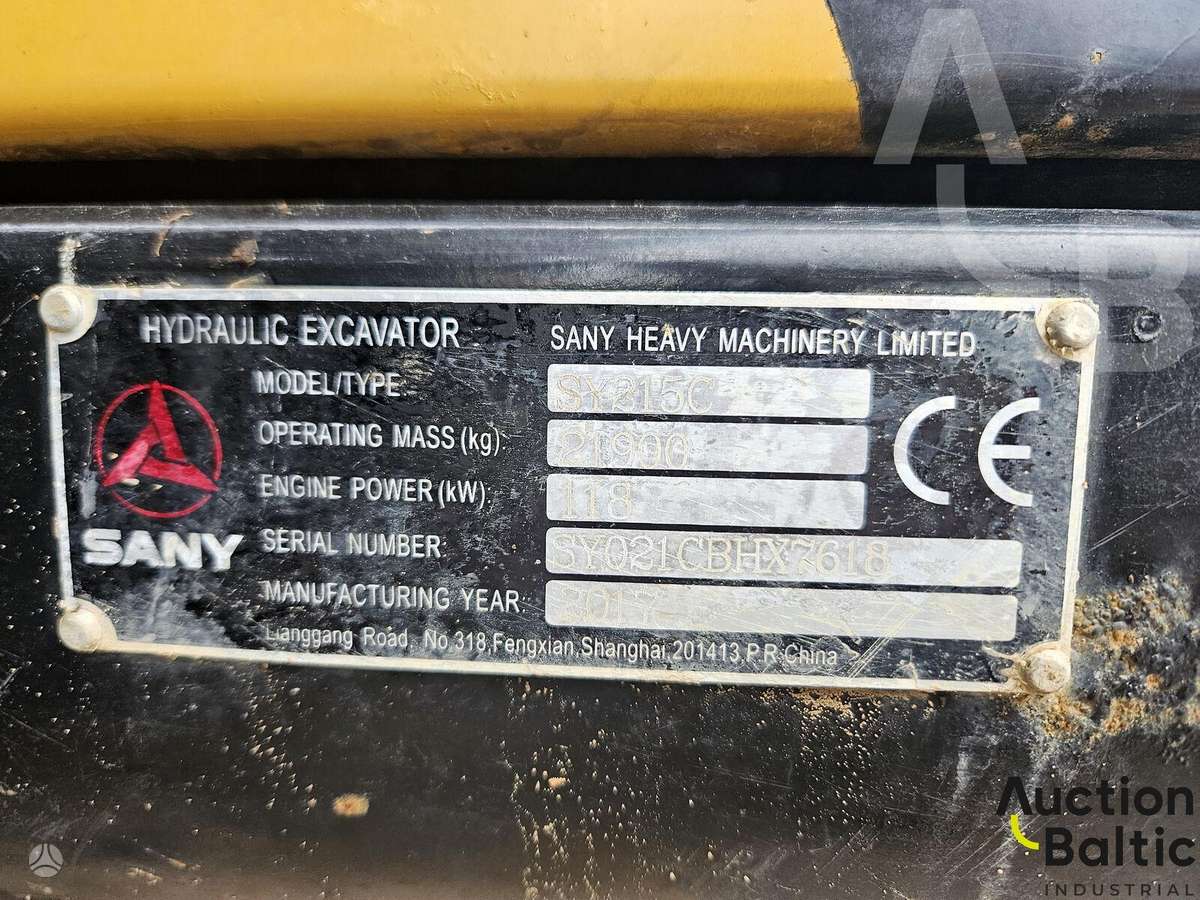 SANY SY 215 C, ekskavatoriai