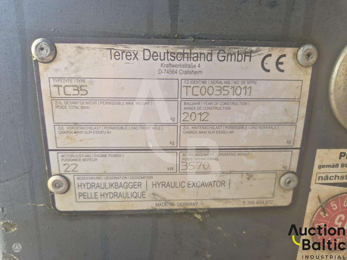 Terex TC 35, mini ekskavatoriai