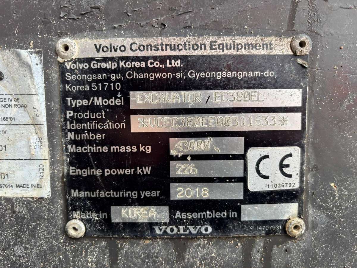 Volvo EC 380 EL, ekskavatoriai