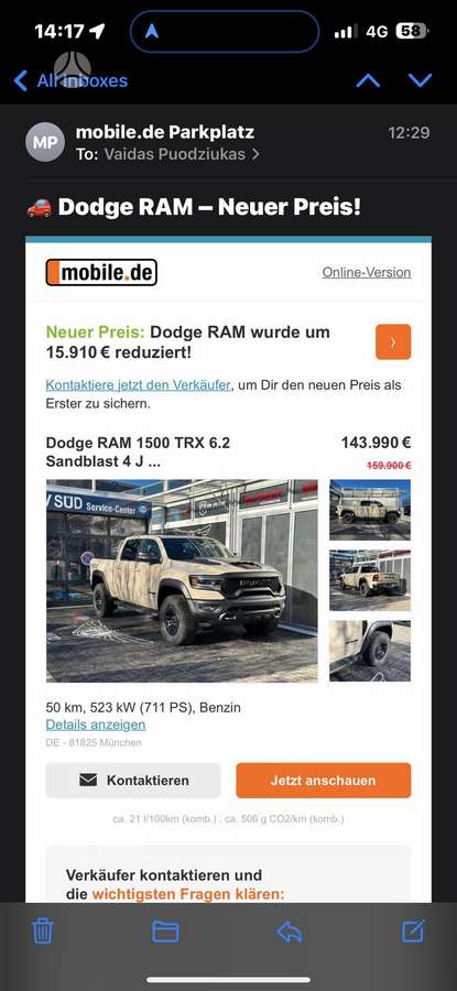 Dodge Ram, 6.2 l., Пикап