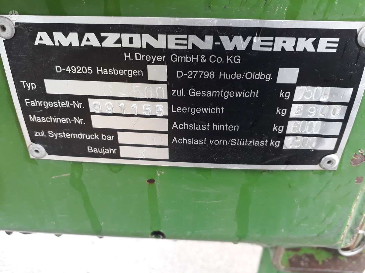 Amazone UG 4500, разбрызгиватели