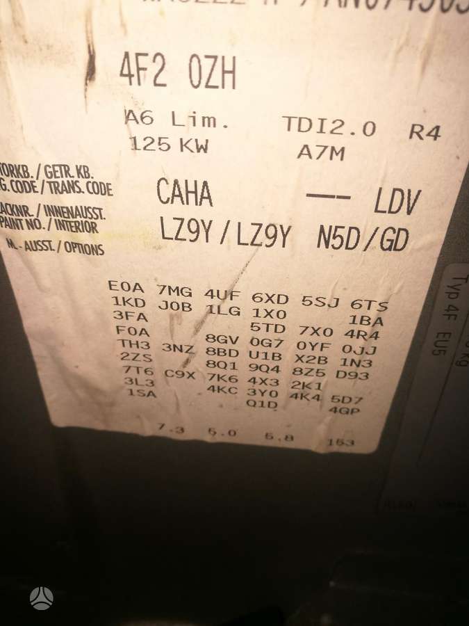 Audi A6 по частям. Variklio kodas caha