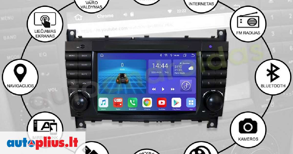 Kit Installation Autoradio CARAV Pour Mercedes Classe C, CLK, G, Viano, Vito | Façade 1-DIN